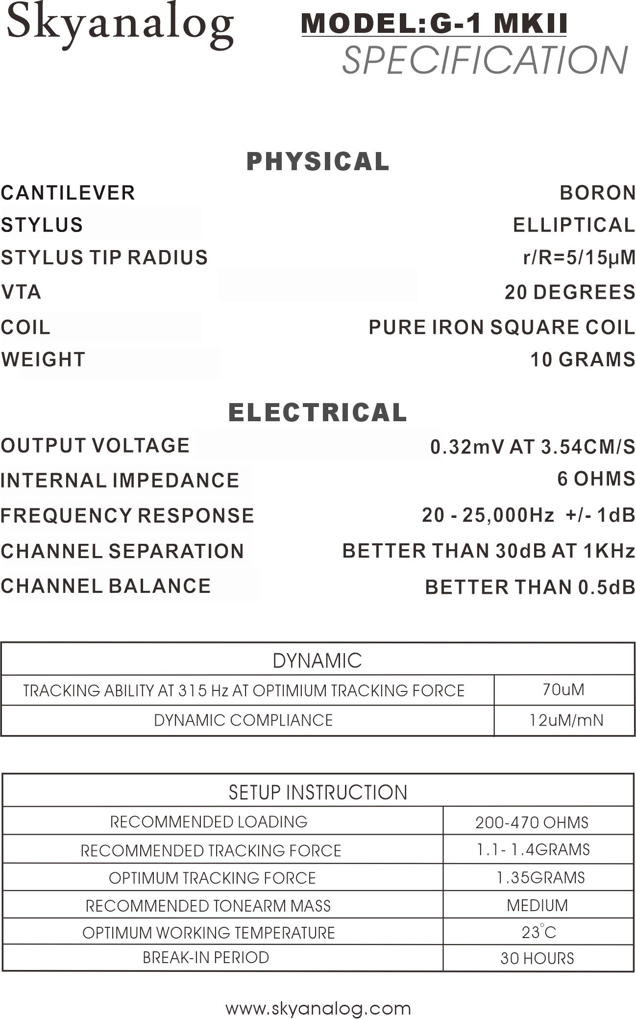 WKŁADKA GRAMOFONOWA MC SKYANALOG G-1 MK II - Media Hit - Sklep audio